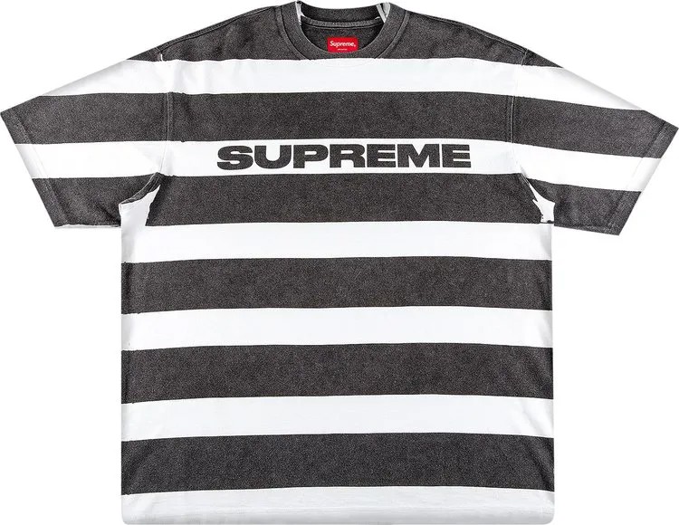 Футболка Supreme Printed Stripe Short-Sleeve Top 'Black', черный