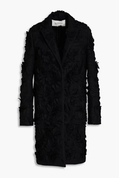 Украшенное пальто из смесовой шерсти Valentino Garavani, черный