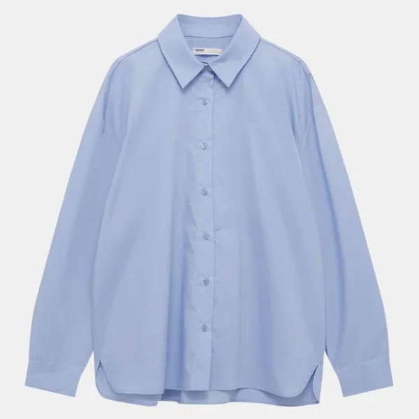 Рубашка Pull&Bear Basic Poplin, светло-голубой