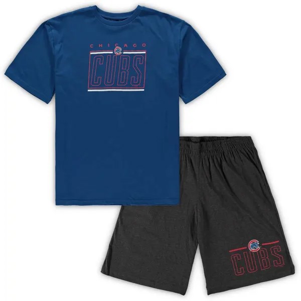 Мужская футболка и шорты для сна Concepts Sport Royal/Heathered Charcoal Chicago Cubs Big & Tall