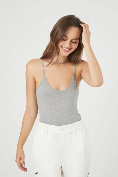 Базовое боди на бретельках Forever 21, серый