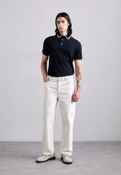 Рубашка-поло сине-темно-синего цвета Emporio Armani, темно-синий