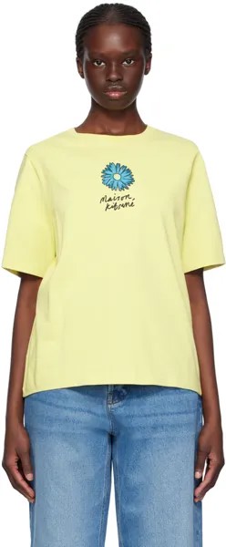 Желтая футболка с плавающим цветком Maison Kitsune