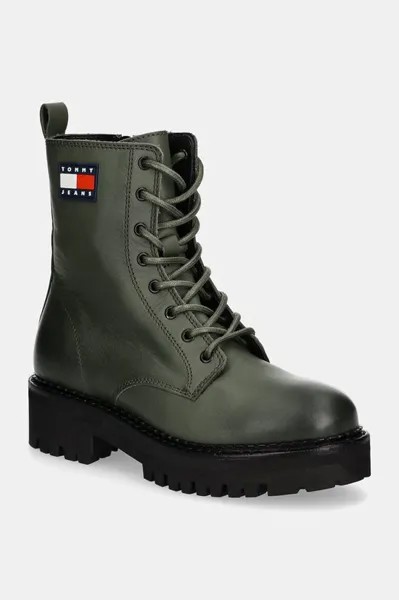 Кожаные ботинки TJW URBAN LACE UP BOOT Tommy Jeans, зеленый