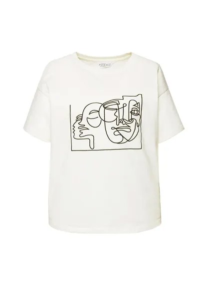 Футболка с принтом FACE GRAPHIC EMBROIDERED TEE Studio Untold, белый