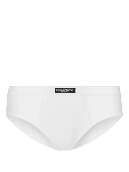Dolce & Gabbana трусы-брифы с нашивкой-логотипом, белый
