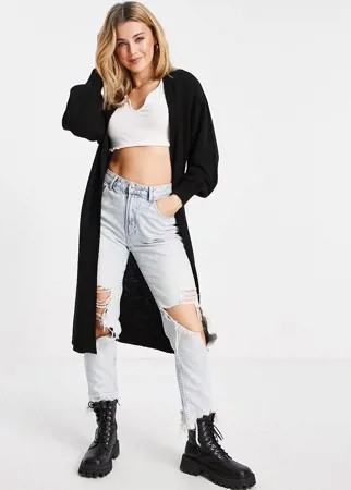 Черный кардиган макси без застежки ASOS DESIGN-Черный цвет