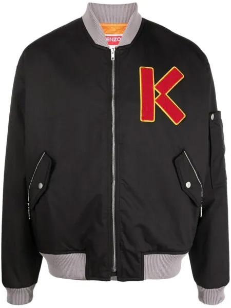 Kenzo бомбер с вышитым логотипом, черный