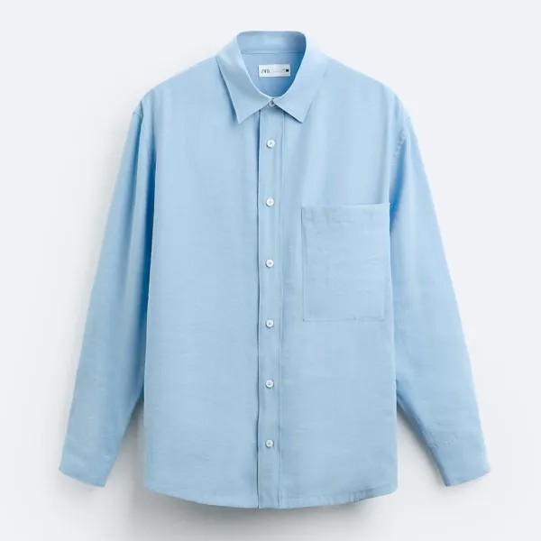 Рубашка Zara Modal Blend, голубой