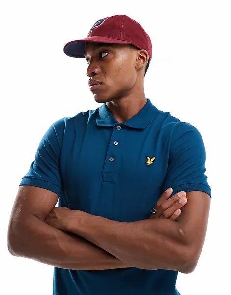 Синяя однотонная рубашка-поло Lyle & Scott