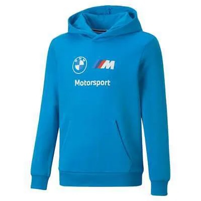 Puma Bmw Mms Essentials Logo Pullover Hoodie Youth Boys Blue Повседневная верхняя одежда 53