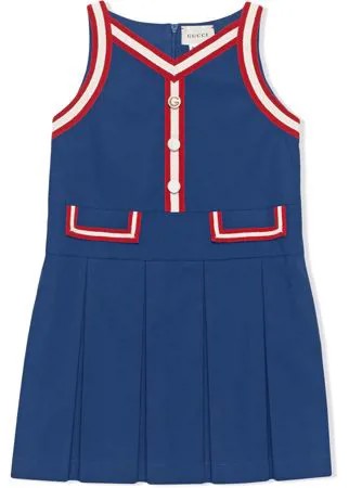 Gucci Kids платье с плиссировкой и отделкой в полоску