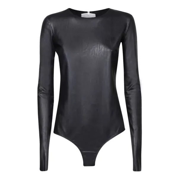 Футболка bodysuit with a coated effect Mm6 Maison Margiela, черный