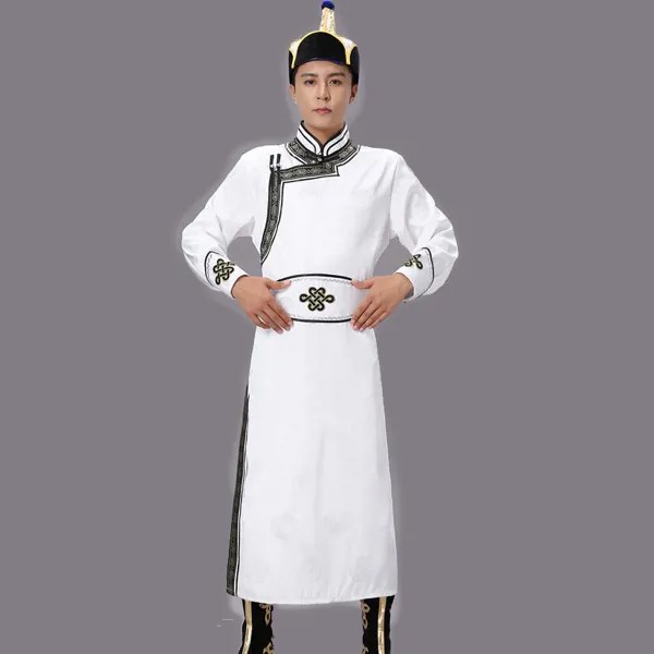 Традиционная монгольская одежда для мужчин, стиль пастбища, Cheongsam, вышивка, Qipao, мандарин, воротник, мужской халат, восточное платье