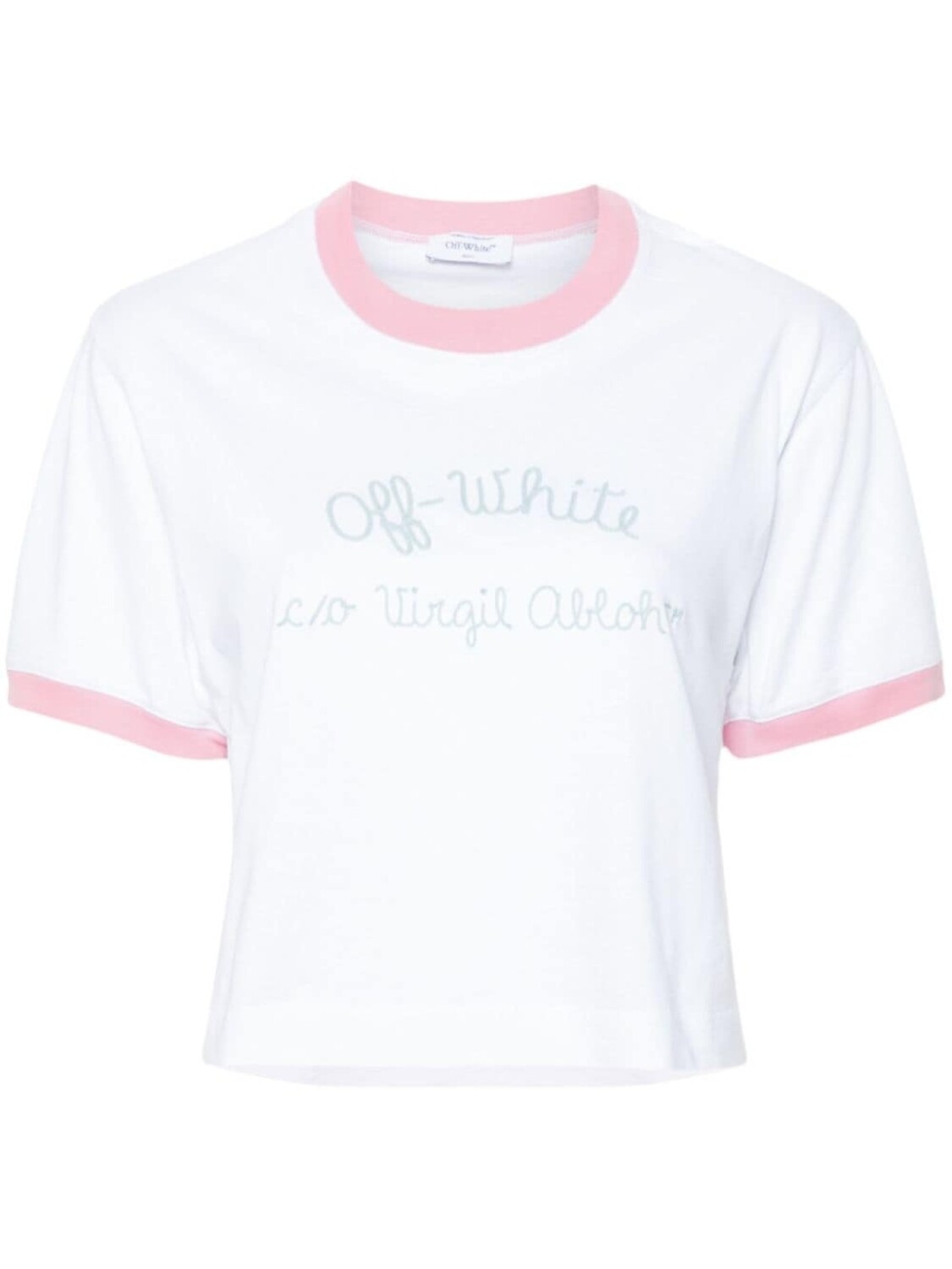 Off-White укороченная футболка с вышивкой, белый