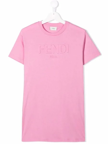 Fendi Kids платье-футболка с тисненым логотипом