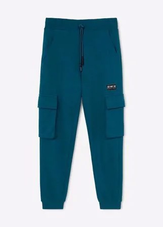 Бирюзовые спортивные брюки с карманами-карго для мальчика Gloria Jeans