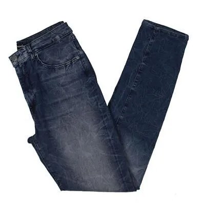Мужские темно-синие брюки Monfrère из мятой джинсовой ткани, легкие потертые джинсы скинни 33 BHFO 3365