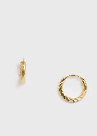Серебряные позолоченные серьги-кольца с витой вставкой ASOS DESIGN-Золотой