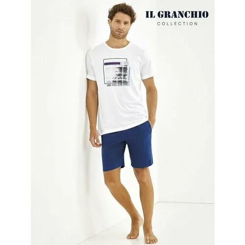 Пижама  Il Granchio, размер L, синий, белый