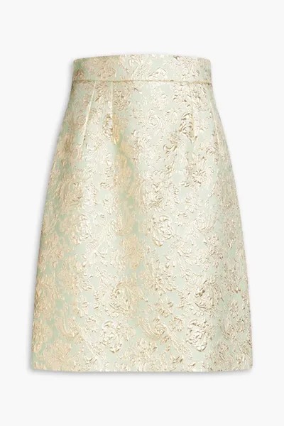 Мини-юбка из металлизированной парчи Dolce & Gabbana, светло-зеленый