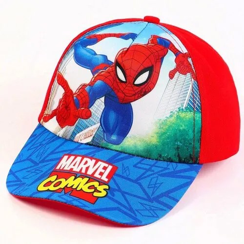 Шапка Marvel, размер OneSize, синий, красный