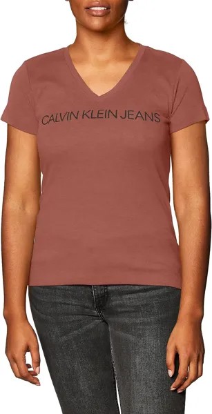 Женская укороченная футболка с логотипом с короткими рукавами Calvin Klein, цвет Cinnamon Spic