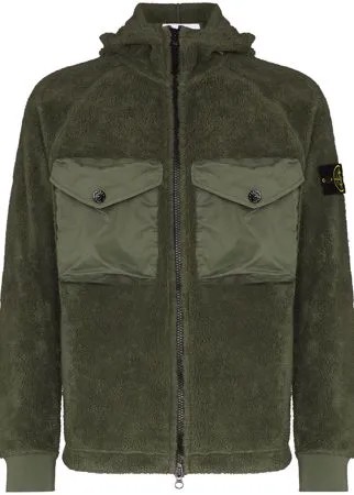 Stone Island флисовая куртка на молнии с капюшоном