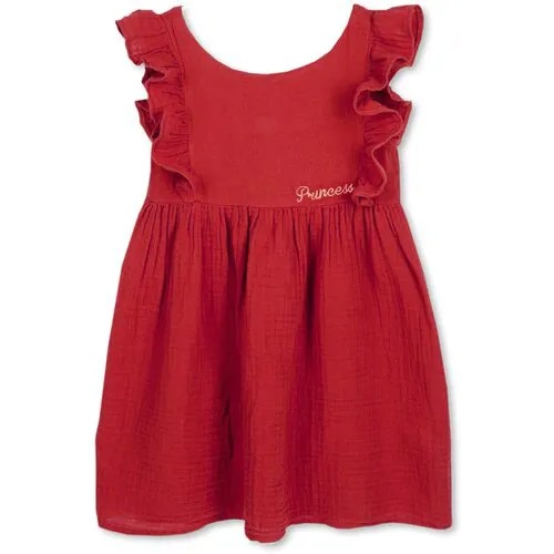 Платье Bonito, муслин, хлопок, однотонное, размер 104, бордовый, красный