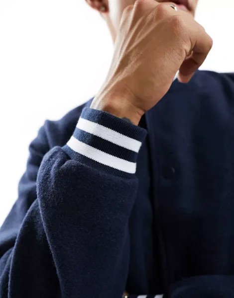 Темно-синий бомбер из смесовой шерсти Jack & Jones