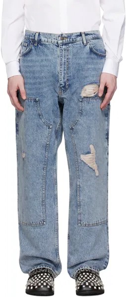 Синие отбеленные джинсы Moschino