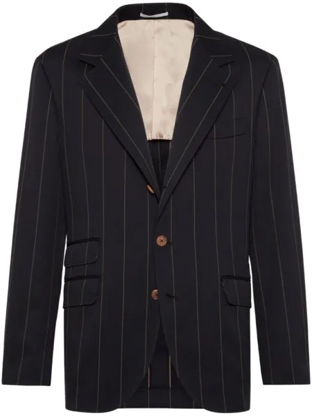 Brunello Cucinelli полосатый пиджак из смесовой шерсти, черный