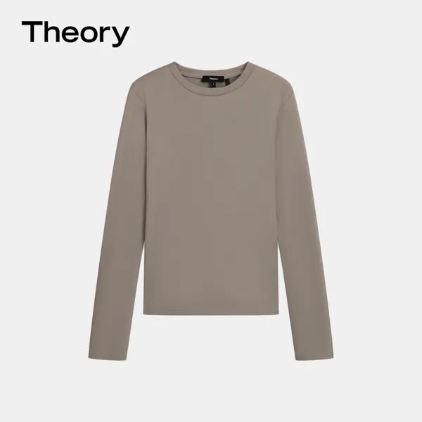 Футболка женская Theory с круглым вырезом и длинными рукавами, ореховый