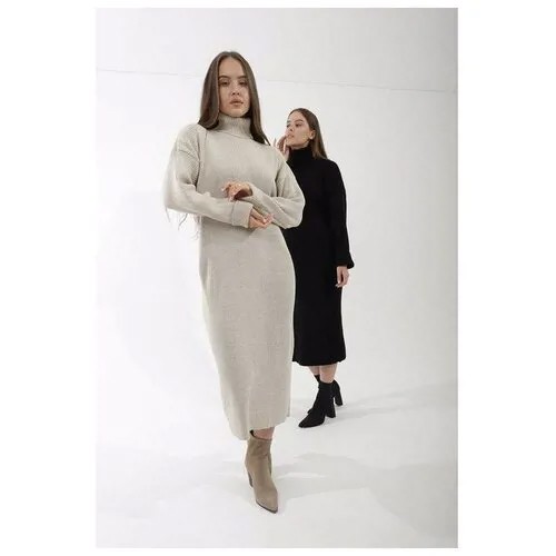 Платье вязаное SL, 42-44, бежевый