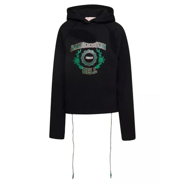 Футболка hoodie with cut-out detail and logo on the f Andersson Bell, черный