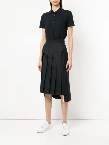 Thom Browne свободное поло с короткими рукавами и кантом, синий