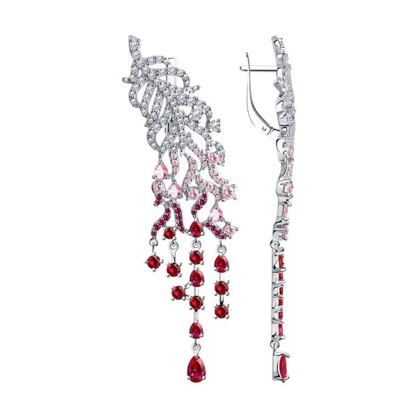 Серьги женские из серебра SOKOLOV 94024021, корунд/фианит