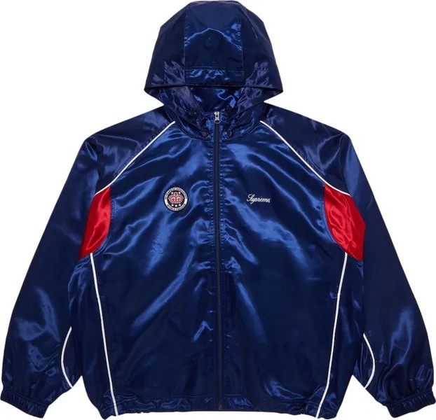 Спортивная куртка Supreme Satin Hooded 'Navy', синий