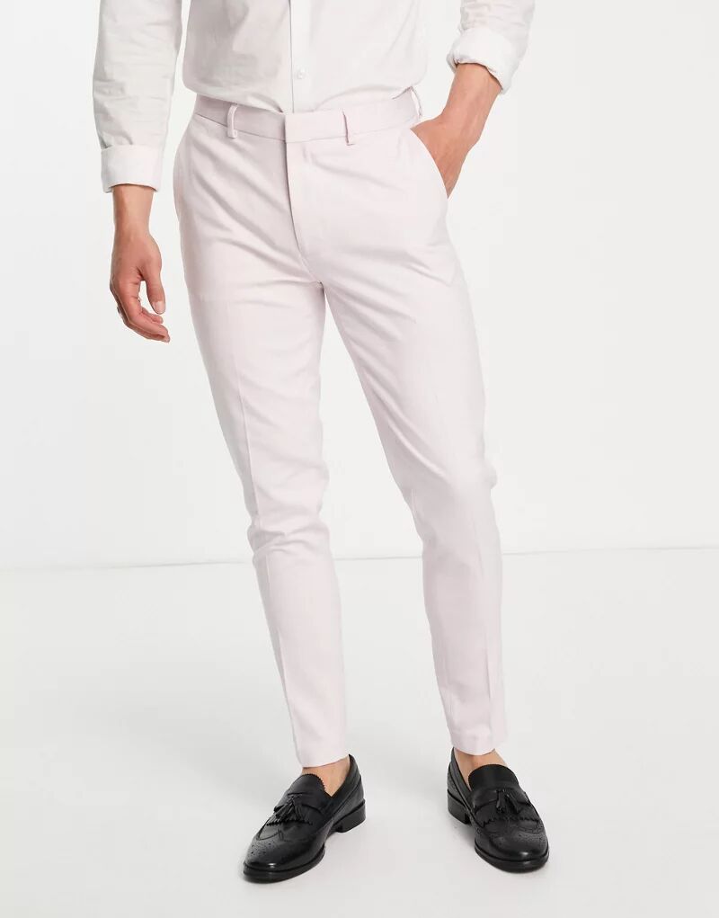 Супероблегающие классические брюки с принтом в горошек ASOS пастельно-розового цвета