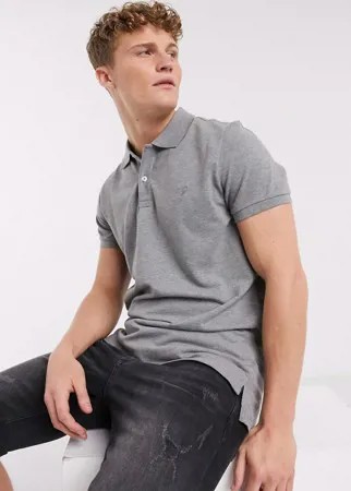 Серое приталенное поло с логотипом American Eagle-Серый