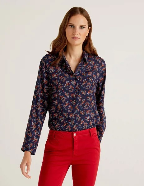 Рубашка женская United Colors of Benetton 21A_5UEF5QD74 разноцветная XS