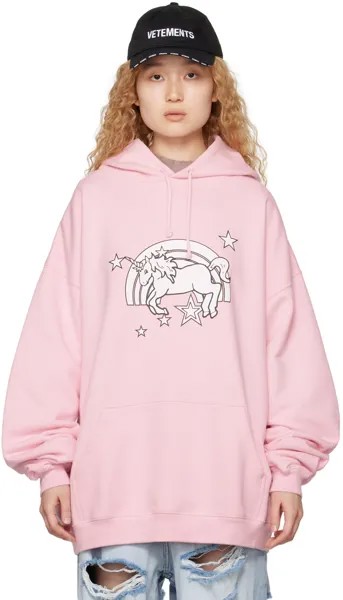 Розовый худи с единорогом VETEMENTS