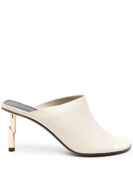Lanvin Sequence 75mm leather mules, нейтральный цвет