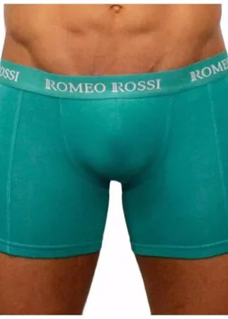 Romeo Rossi Трусы боксеры с классической посадкой с профилированным гульфиком, размер XL, зелено-бирюзовый