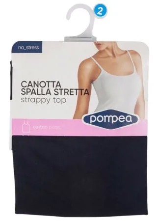 Майка Pompea, CANOTTA S.S COTTON на тонких бретелях, (хлопок), размер 3, черный