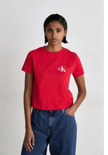 Футболка базовая SMALL MONOLOGO BABY TEE Calvin Klein Jeans, цвет candy apple