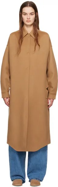 Светло-коричневое пальто с раздвинутым воротником Valentino