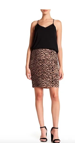 VINCE CAMUTO Трикотажная юбка из джерси с насыщенным черно-коричневым леопардовым животным принтом 2X 18W