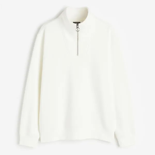 Свитшот H&M Regular Fit Half-zip, белый