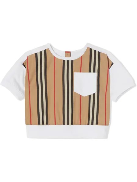 Burberry Kids футболка со вставками в полоску Icon Stripe